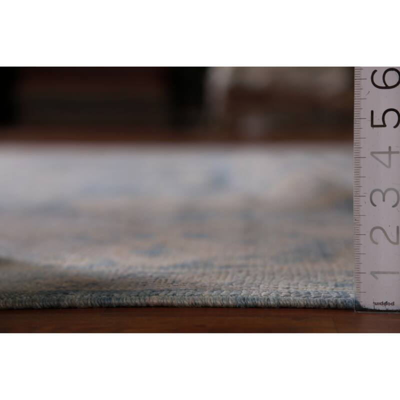 Hand Knotted Oriental 100% Wool Carpet Transitional All-Over Navy Blue & Blues Oushak Area Rug - 11' 5'' X 8' 3''