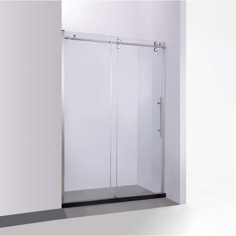 Massa 48" W x 76" H Single Sliding Frameless Shower Door in Brushed Nickel - W 48" x H 76"