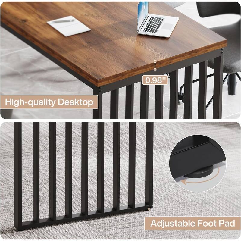 6.56 ft Industrial Conference Table, Rectangular Meeting Table for Seminar, Business & Negotiation