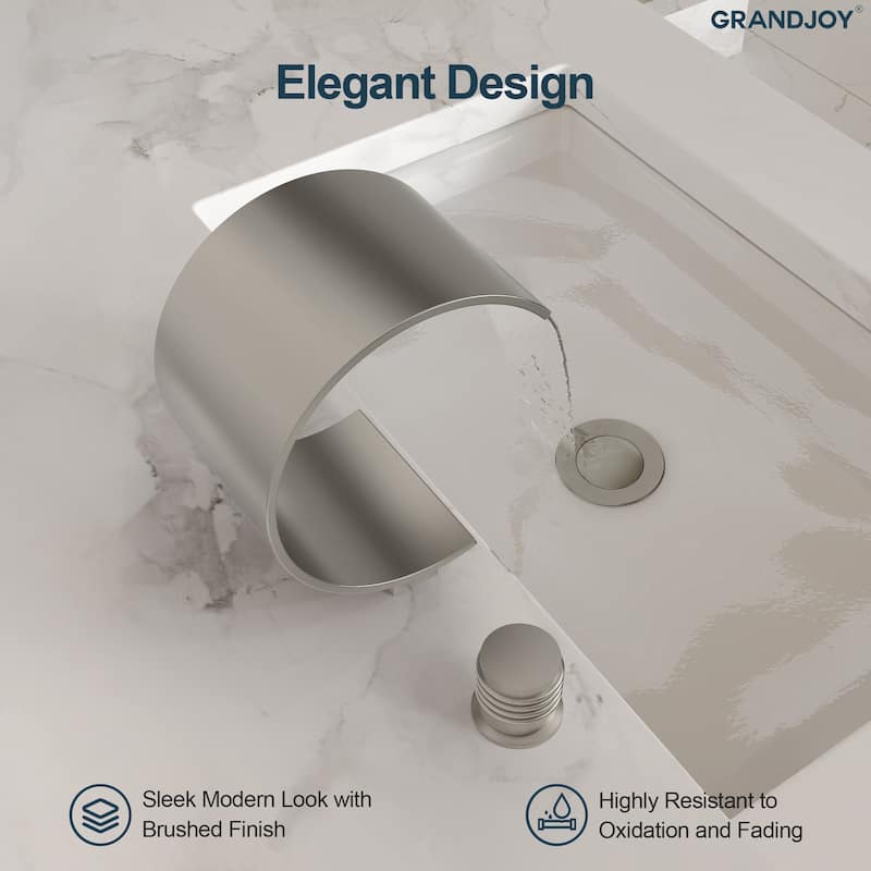 GRANDJOY High Arc Waterfall Widespread Bathroom Sink Faucet