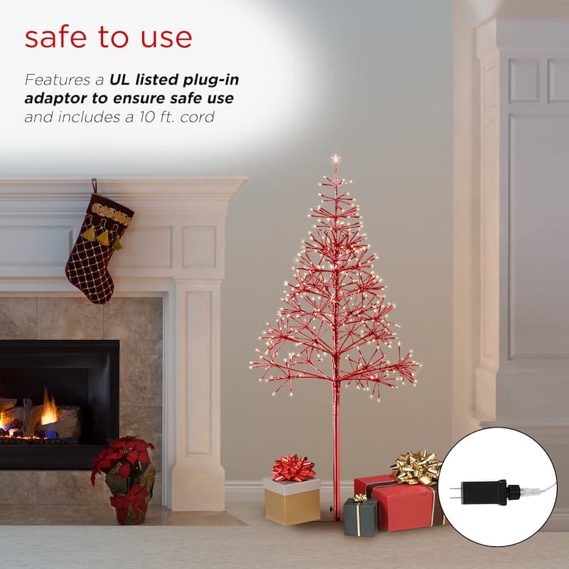 Alpine Corporation 53"H Indoor/Outdoor Artificial Christmas Tree with LED Lights