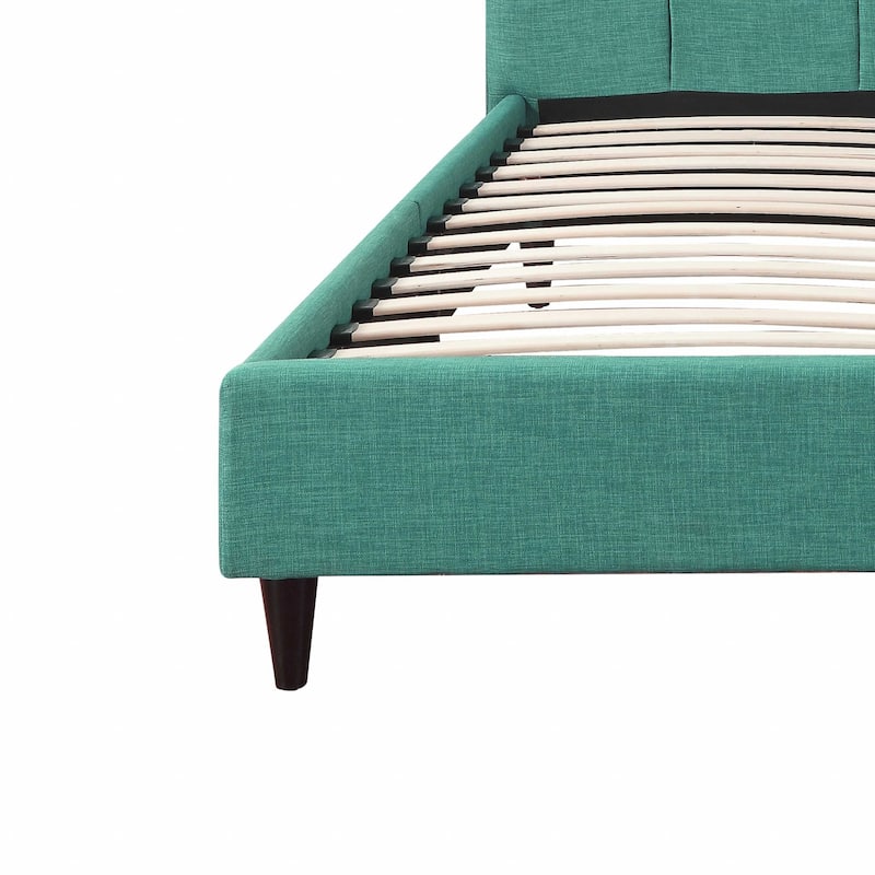 HomeRoots Turquoise Tufted Fabric Upholstered Queen Bed Frame