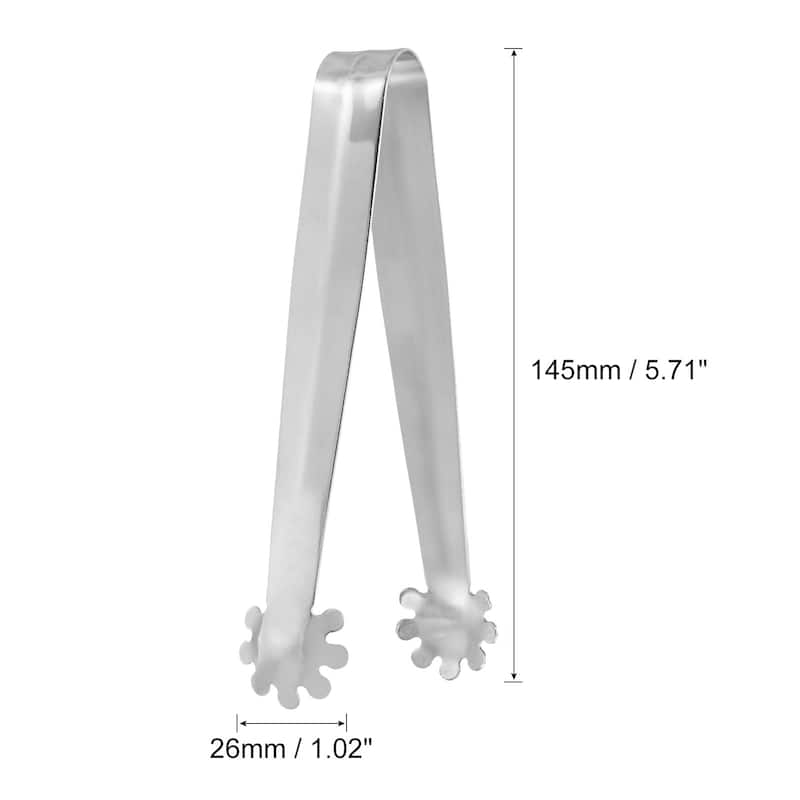 Serving Tongs, 1pcs 6 Inch - Stainless Steel Ice Tong for Bar, Cafe - Silver - Silver