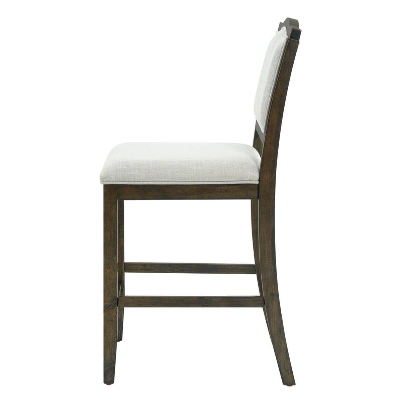 Counter Height Bar Stools Set of 2, Fabric Upholstered Kitchen Island Stools, Breakfast Bar Chairs with Ergonomic Backrest