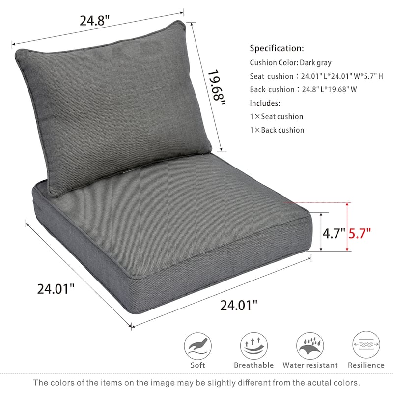 OVIOS Solid Indoor/ Outdoor Deep Seat Cushion Set