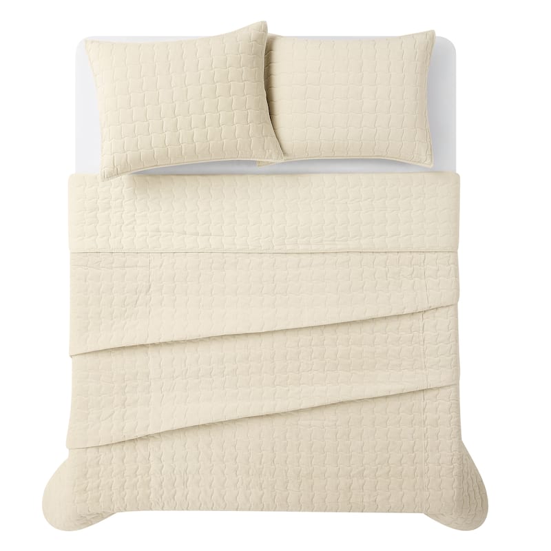 Brooklyn Loom Matte Cotton Velvet Wavy Square Quilt Set