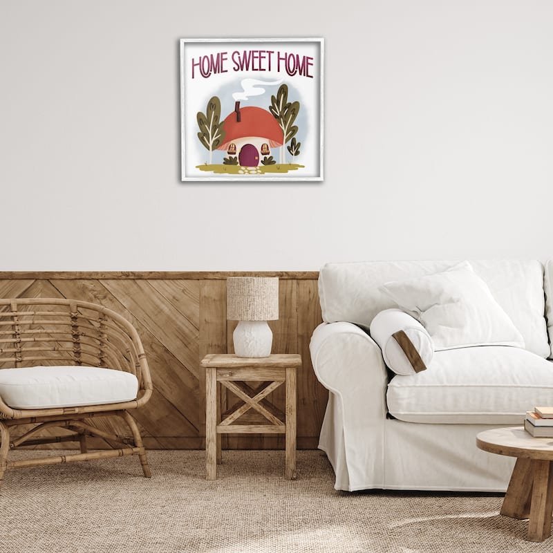 Stupell Sweet Home Mushroom Cottage Framed Giclee Art Design By Sarah Hickman