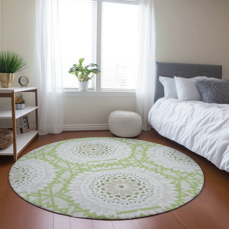 Machine Washable Indoor/ Outdoor Chantille Moroccan Boho Rug - Aloe - 8' x 8'