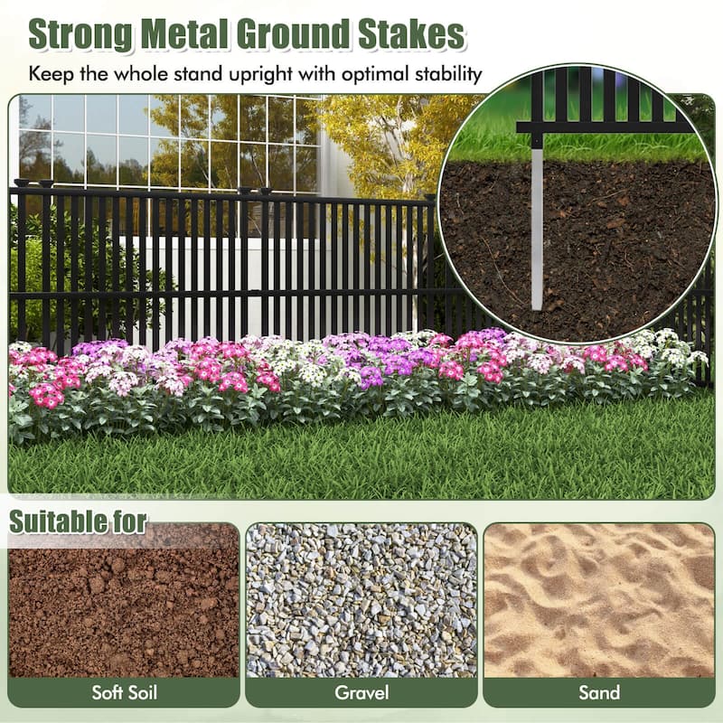 Costway 2/4 PCS Air Conditioner Fence Panels with Metal Ground Stakes