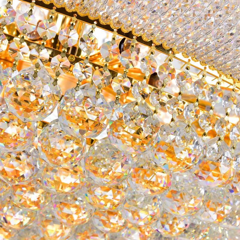 Empire 32 Light 30in Gold Down Chandelier with Crystals