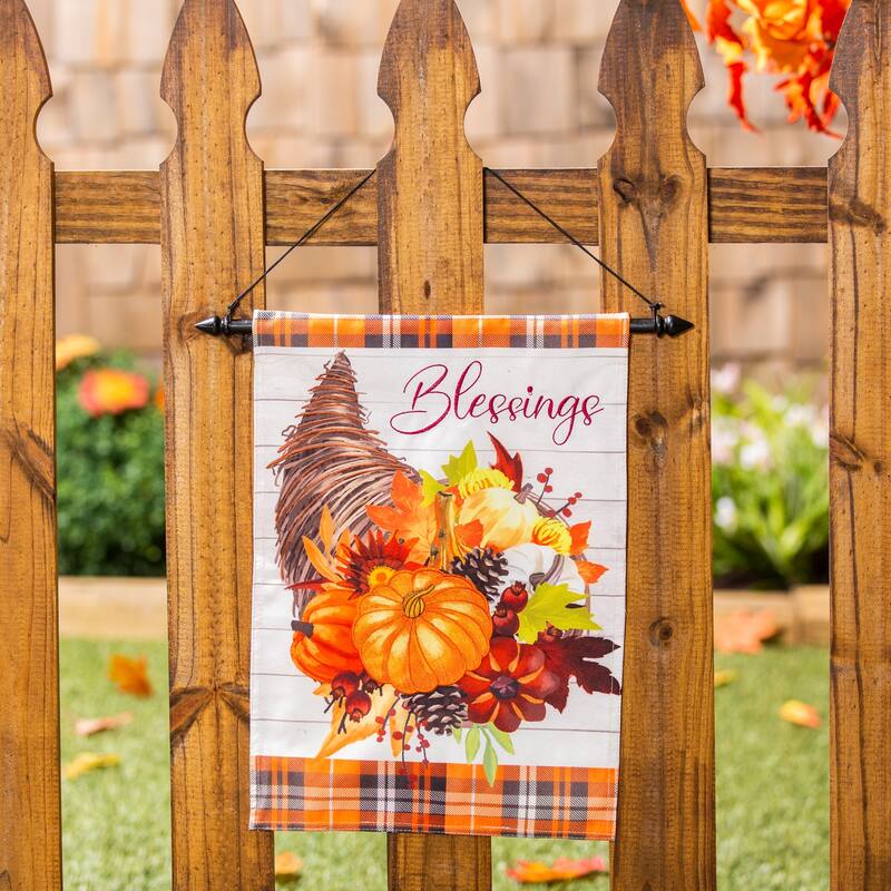 12.5 in. x 18 in. Cornucopia Blessings Garden Linen Flag