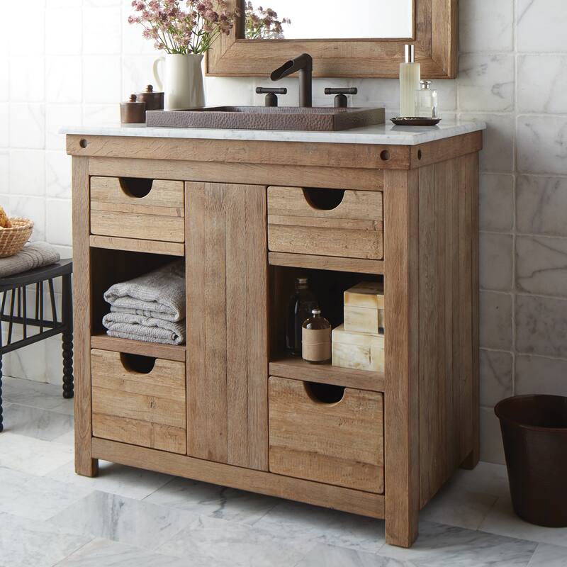 Vintner's Freestanding Reclaimed Oak Bathroom Vanity (Base Only)