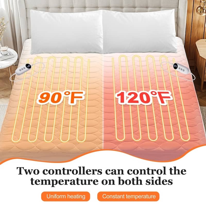 Temperature Regulating Electric Heated Mattress Pad With Controllers