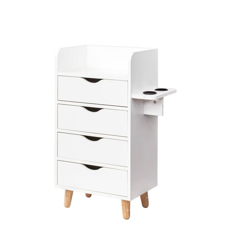GDF Studio - June Modern 4-Layer Salon Storage Cabinet with Drawers and Hair Dryer Holders