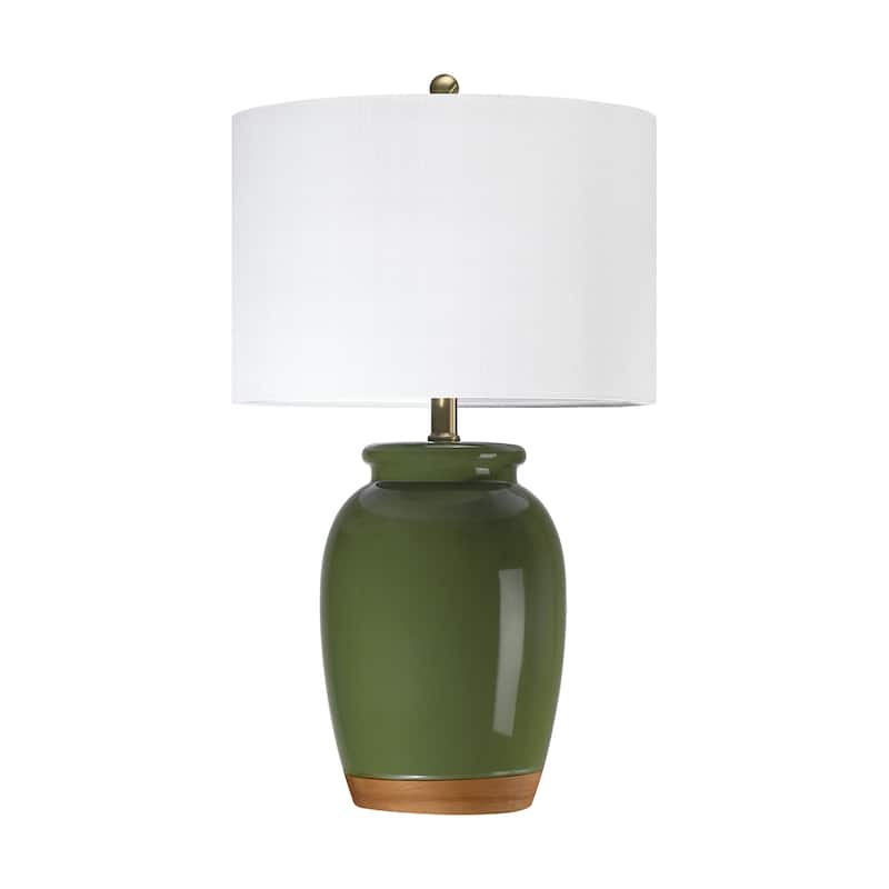 3-Way Ceramic Table Lamp with White Drum Shade - 23 in. H