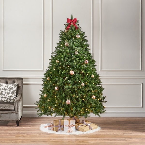 7.5-foot Norway Spruce Pre-Lit Clear LED Hinged Artificial Christmas Tree by Christopher Knight Home. Opens flyout.