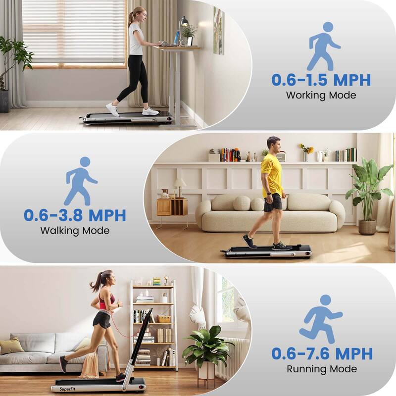 Superfit 3-in-1 Folding Treadmill with Smart Apps Remote Control LED - See Details