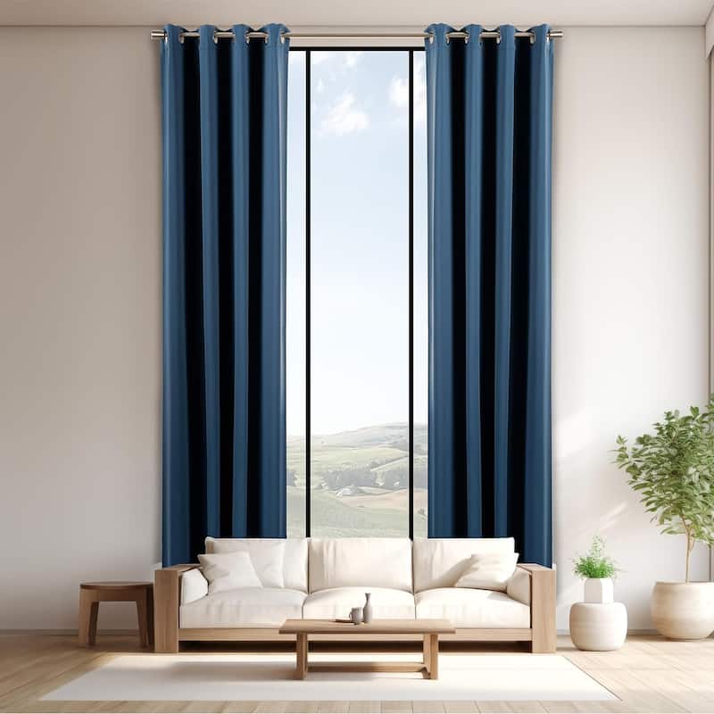 Aurora Home Extra Long Grommet Top Thermal Blackout Curtain Single Panel - Indigo - 52"x192"