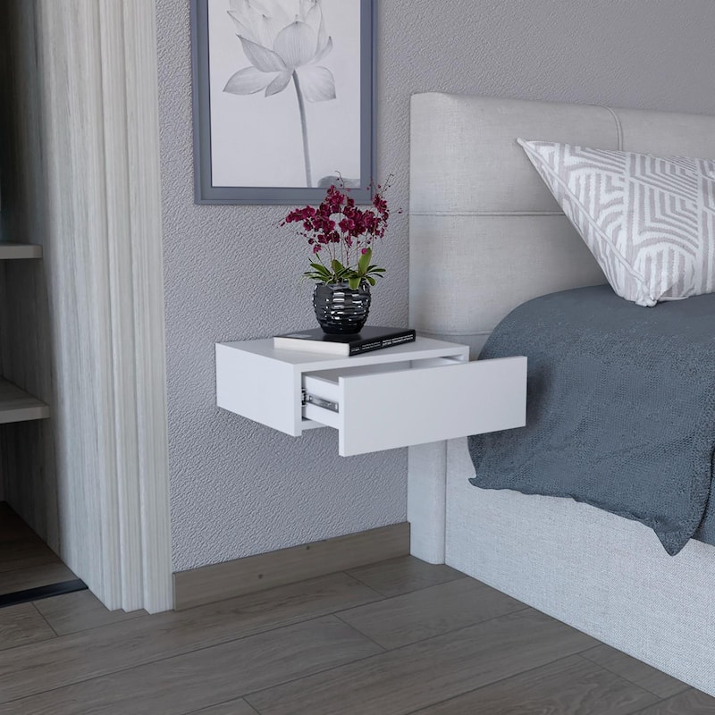 Milano Modern Floating Bedroom Nightstand with Storage Drawer