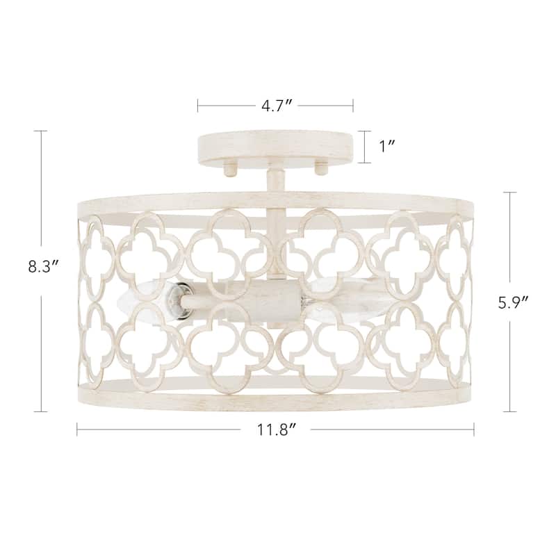 CO-Z 3-Light Vintage Semi Flush Mount Ceiling Light Fixture - Antique White