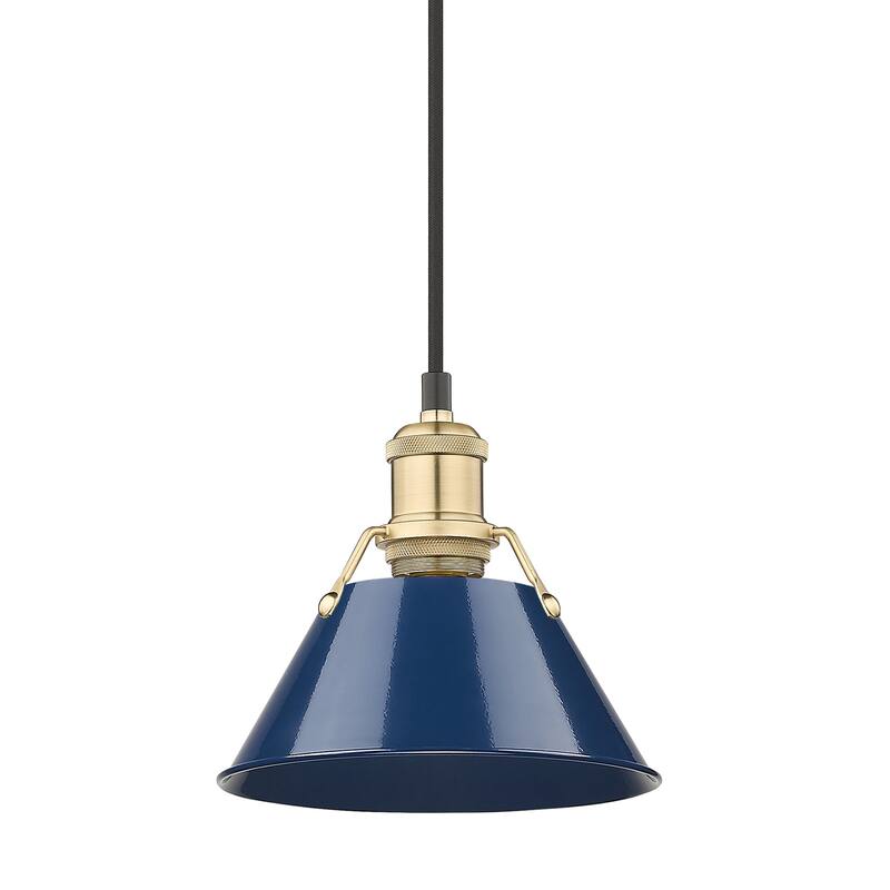 Orwell 7.5" Wide Small Pendant in Brushed Champagne Bronze with Matte Navy - Gold