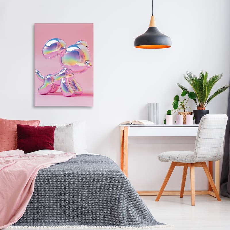 Stupell Pink & Iridescent Trendy Dog Canvas Wall Art Design By LSR Design Studio