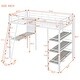 preview thumbnail 32 of 34, Stylish Metal Loft Bed Frame with 3 Layers of Shelves, Desk, Whiteboard, Ladder and Guardrails, Large Space Underneath