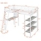 preview thumbnail 3 of 8, Twin Size Loft Metal Bed with 3 Layers of Shelves and Desk, Stylish Metal Frame Bed with Whiteboard,Easy Assembly,White
