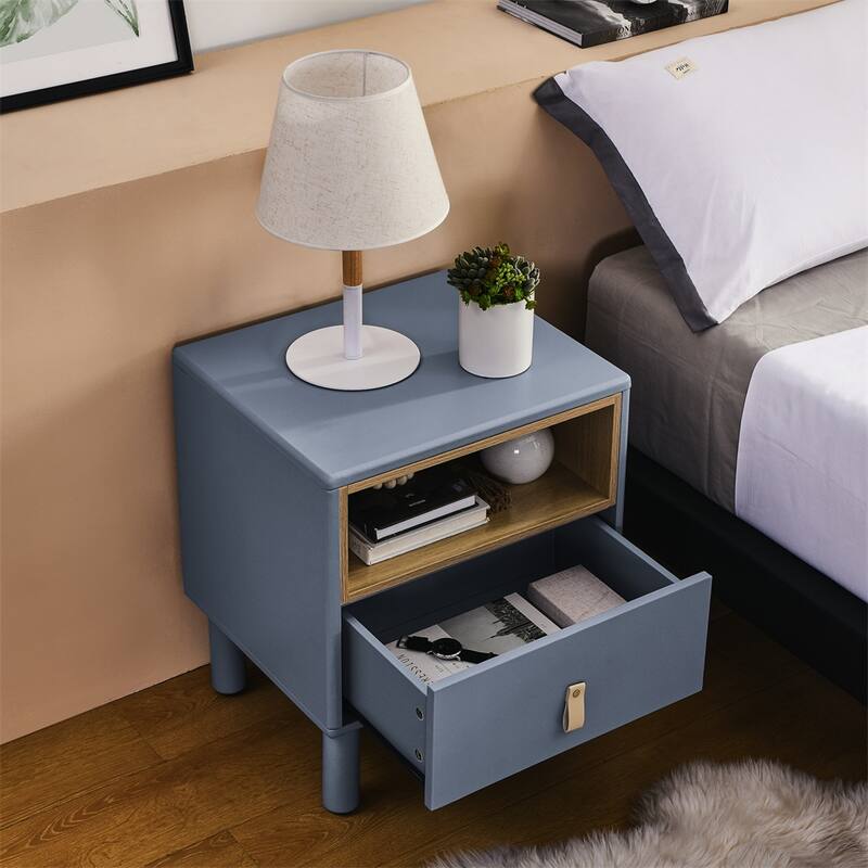 Single Drawer Bedside Table, Modern Wooden Style Bedside Table