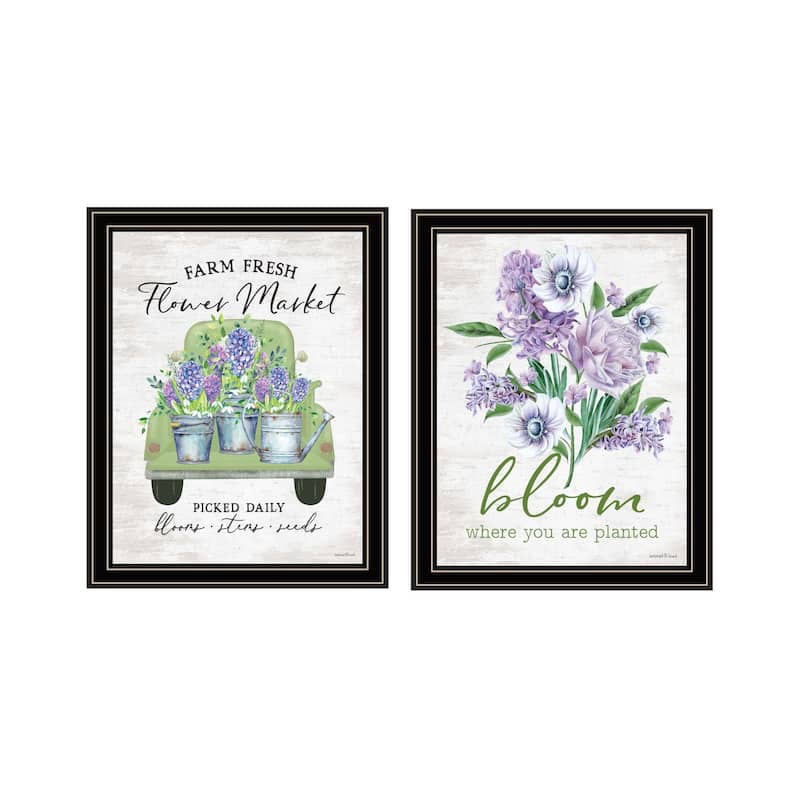 Trendy Decor 4U "Bloom Where You Are Planted" Printed Framed Wall Art by Lettered & Lined - Black - 14 x 18