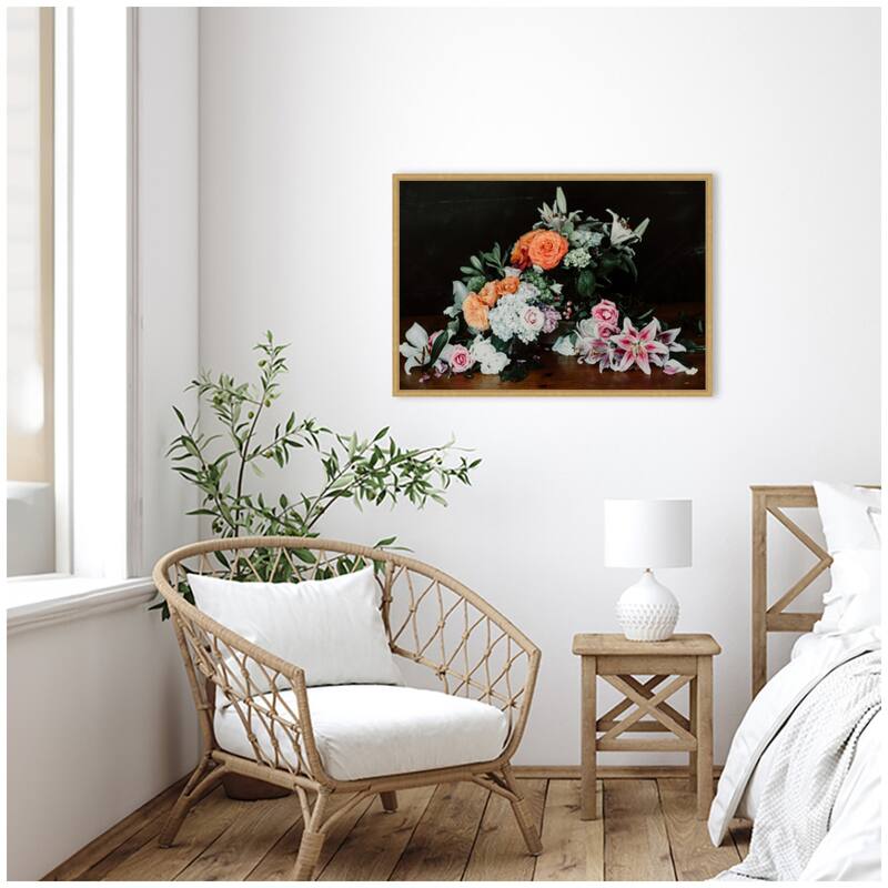 Kate and Laurel Sylvie Moody Bouquet Framed Canvas by Alicia Abla