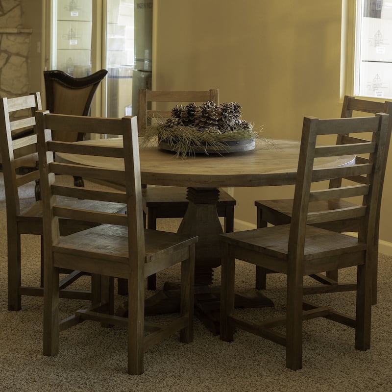 Natural-finished 54-inch Farmhouse Round Wood Dining Table - Brown