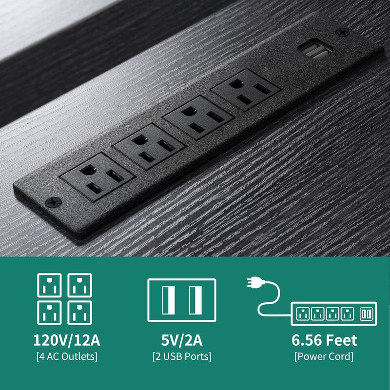 Moasis X-Design Farmhouse 60-inch Corner L-Shaped Computer Gaming Desk with Power Outlets LED Lights