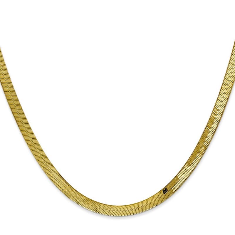 Curata 10k Yellow Gold Unisex 4mm Flexible Herringbone Chain Bracelet - 7" 8" 9"