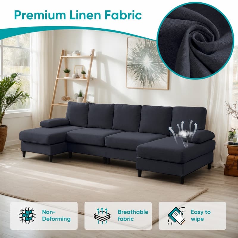Mixoy 114inch U-Shaped Sectional Sofa,Living Room Modern Couch with Chaise,5-Seat Modular Sofa
