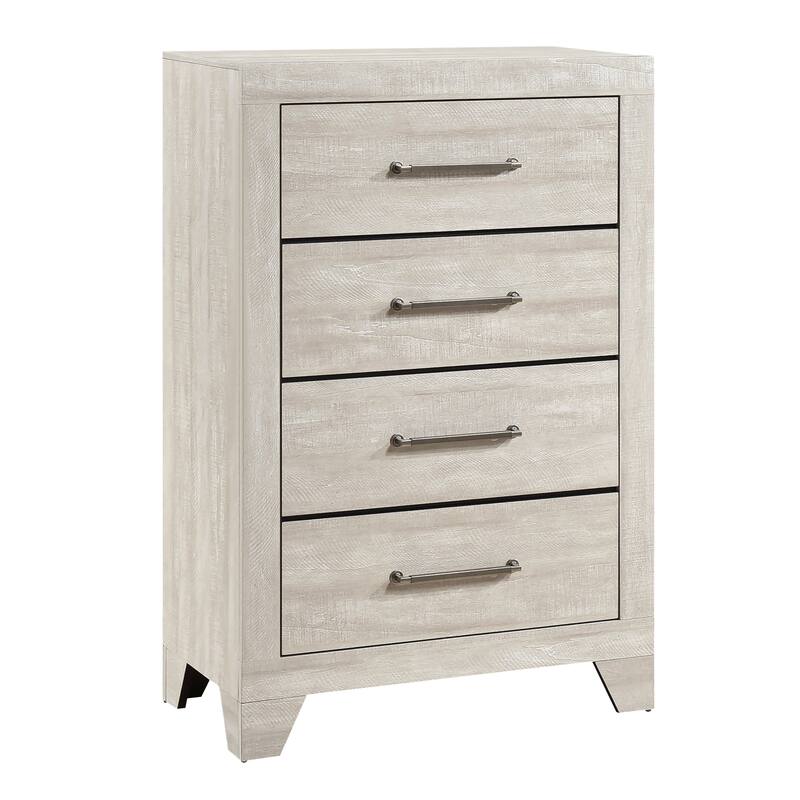 Gray Oak Finish Contemporary 4-Drawer Storage Chest for Bedroom - Oak