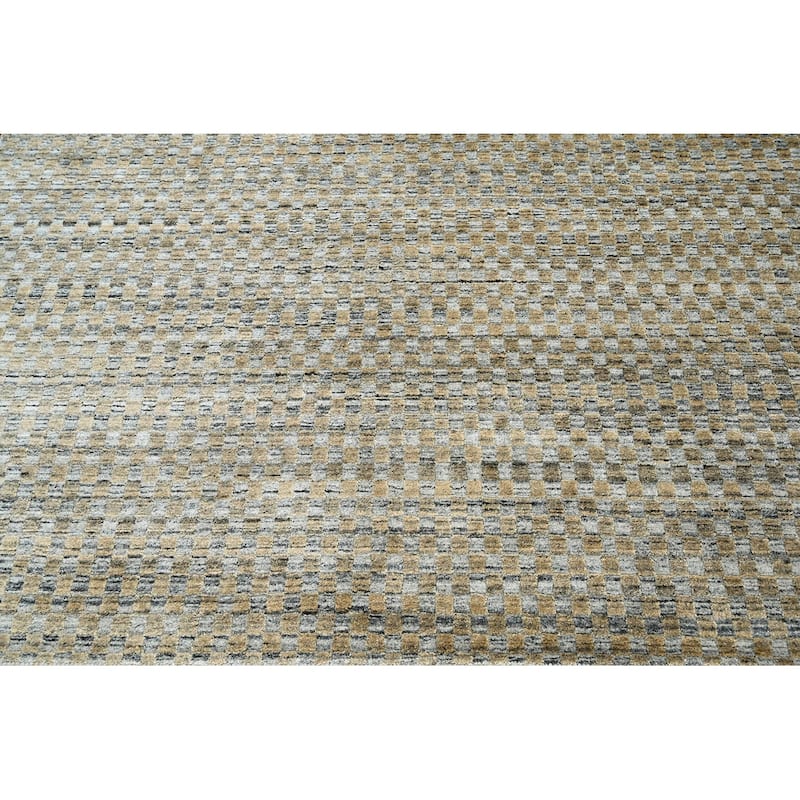 Hand Knotted Textured Gray Tibetan Wool Modern Oriental Area Rug - 5' 8'' x 8' 1''