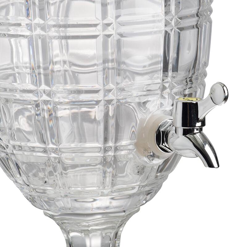 A&B Home Clear and Polished Silver 21-inch Grid Pattern Lidded Drink Dispenser