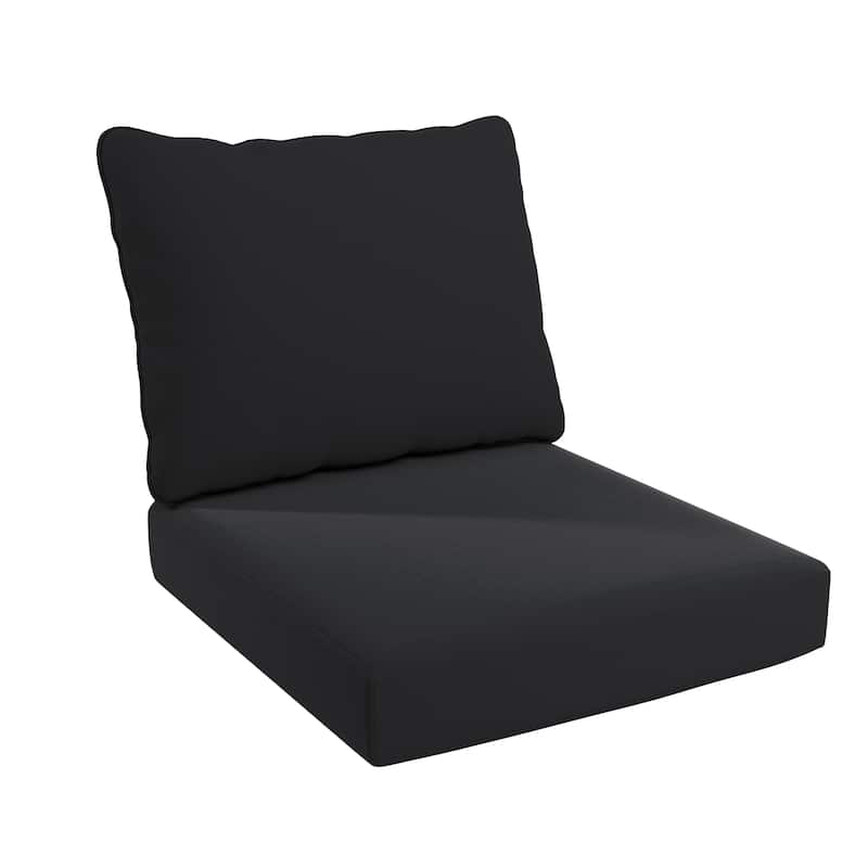 California Umbrella Outdoor Deep Seat Cushion Set, 24" x 48", 5.5" Thick Seat, Solstice Olefin Fabric - Black