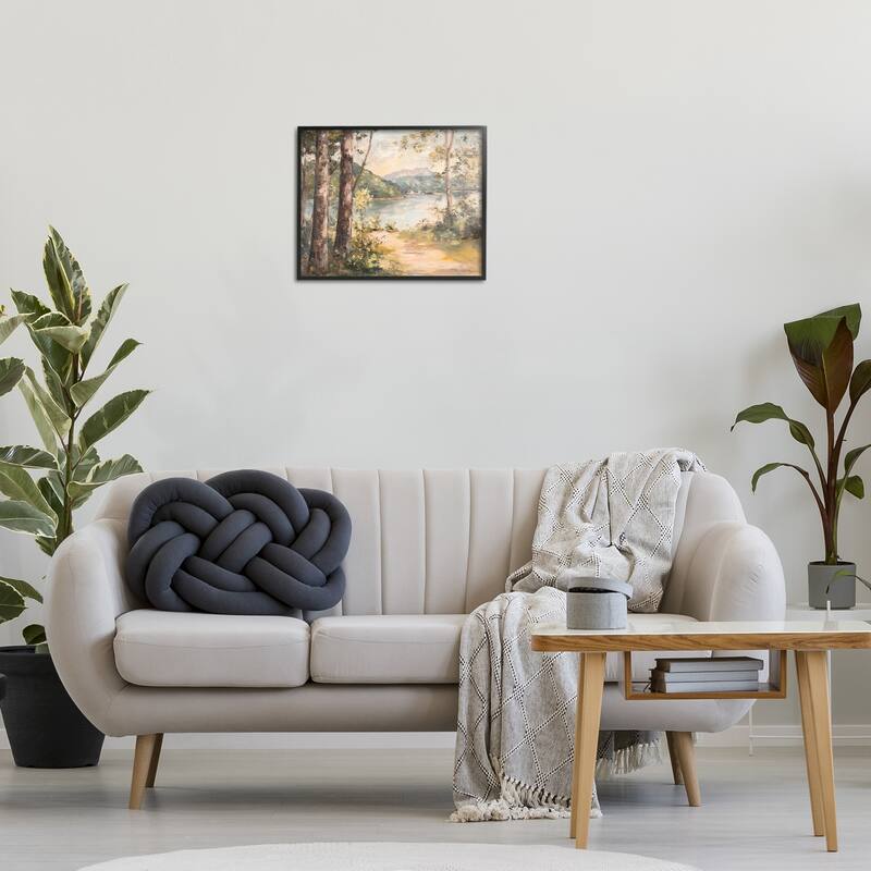 Stupell Peaceful Lakeside Landscape Framed Giclee Art Design By Petal Prints Design