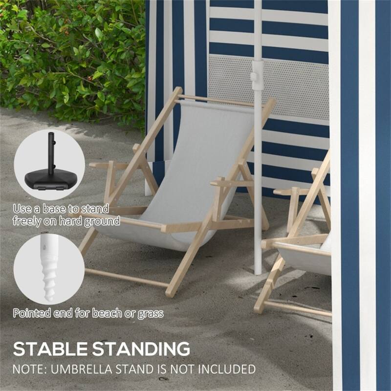 Outsunny 5.8 Ft Beach Umbrella with Polyester Canopy and Removable Side Panels Fringed Ruffles Wind Resistant