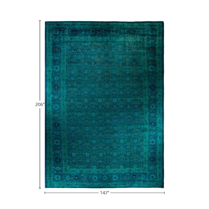 Overton Handknotted Wool Vintage Inspired Contemporary Overdyed Blue Area Rug - 17' 2" x 12' 3"