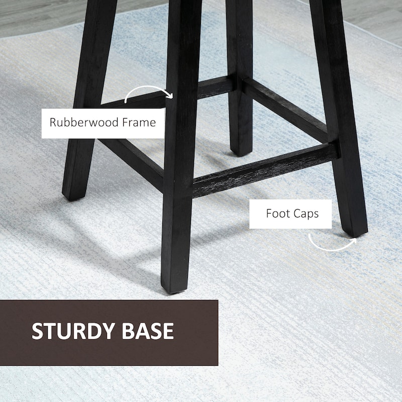 HOMCOM 28" Swivel Counter Height Bar Stools with Backs, Upholstered Dining Room and Kitchen Bar Stools Set of 2 with Wood Legs