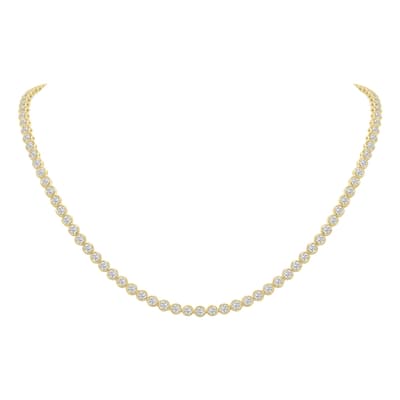 Marquee 10 Carat TW Round Lab Grown Diamond Bezel Set Necklace in 14K Yellow Gold
