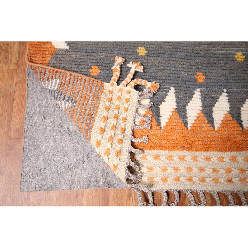 Striped Grey Moroccan Large Modern Area Rug Handmade Wool Carpet - 11'9"x 18'11"