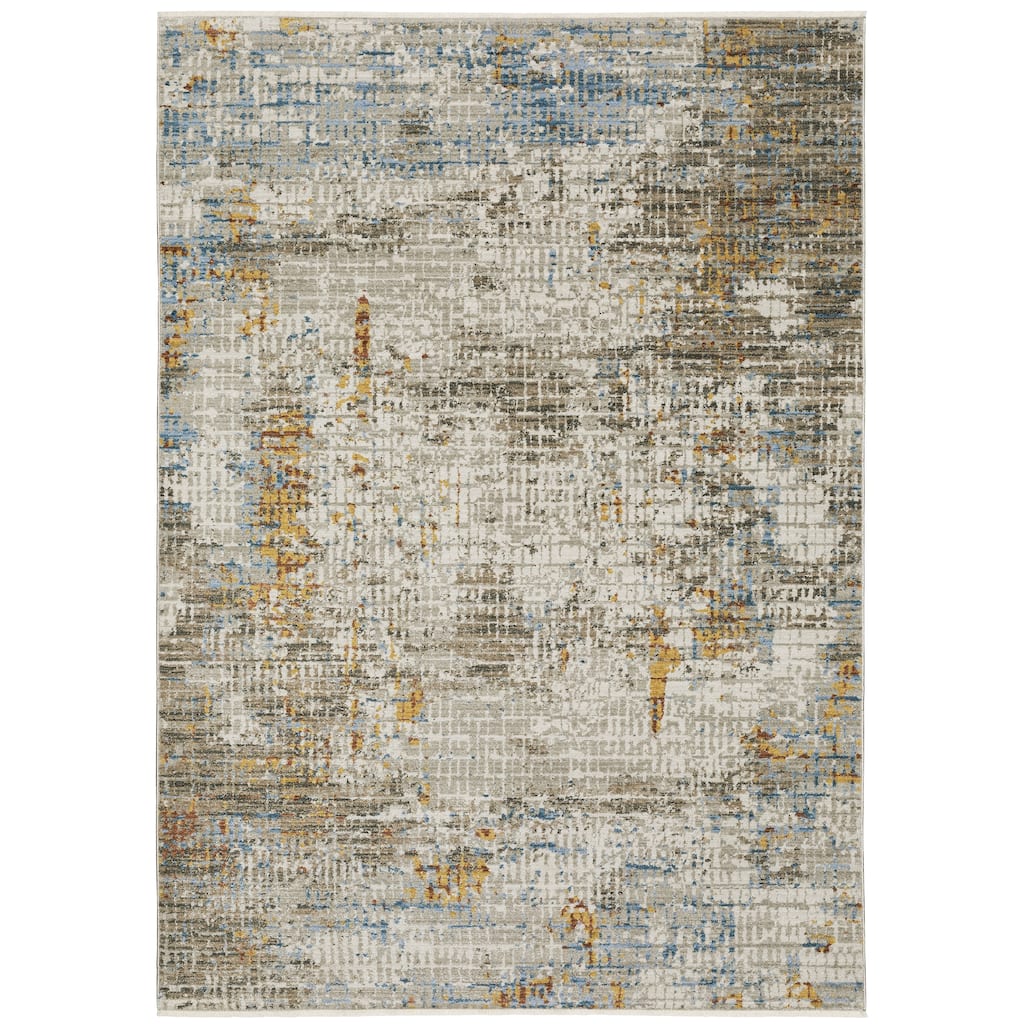 Bergerac Beige Various Colors Abstract Distressed Casual Area Rug