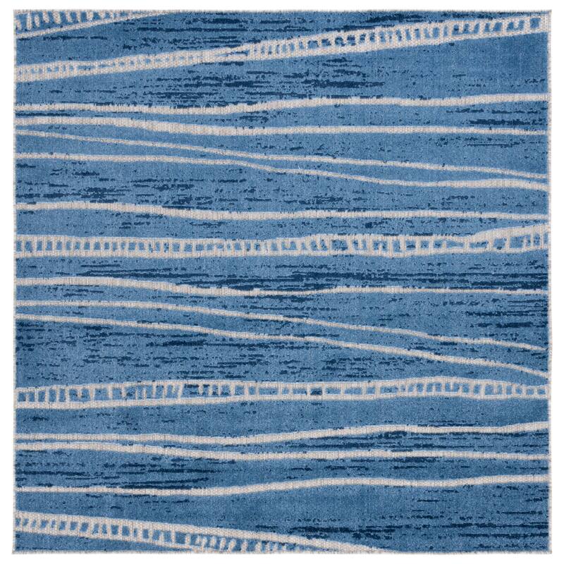 SAFAVIEH Cottage Katleen Transitional Indoor/Outdoor Rug. - 6'7" Square - Blue