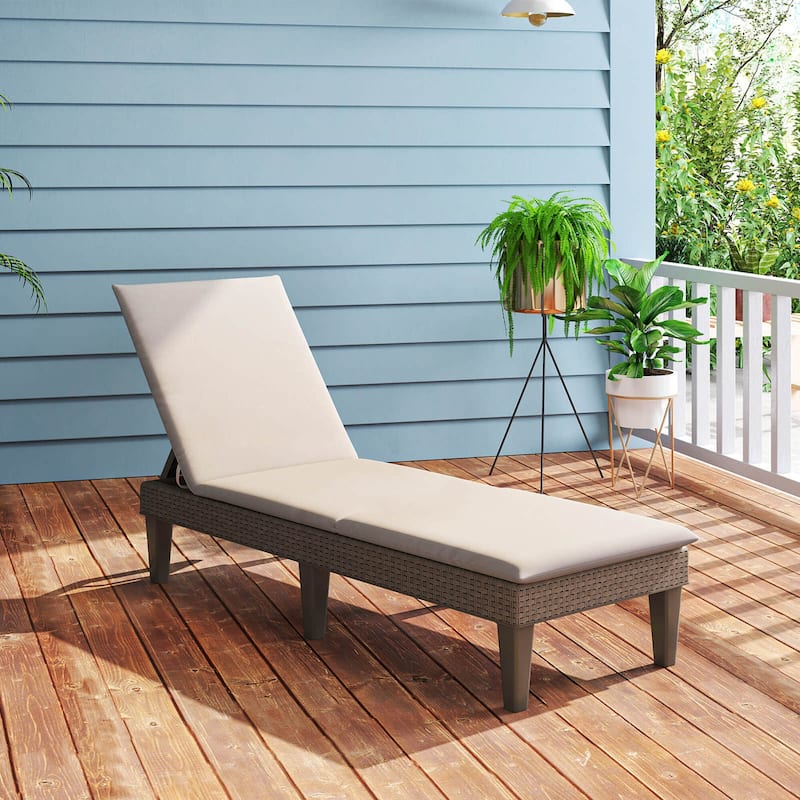 Costway Patio Lounge Chair Recliner Chair with 3-Position Adjustable - See Details - White
