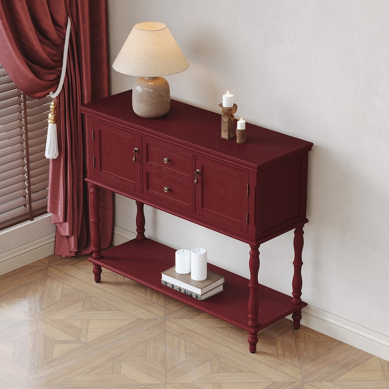 Farmhouse Wood Console Table - Red
