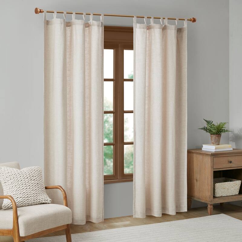 Madison Park Barnet Faux Linen Tab Top Fleece Lined Curtain Panel - 84" Panel